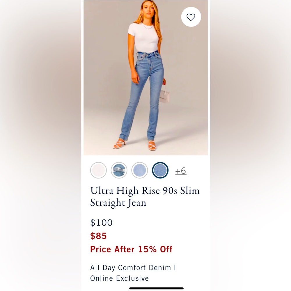 NWT Abercrombie & Fitch 90s Slim Straight Ultra High Rise Jeans